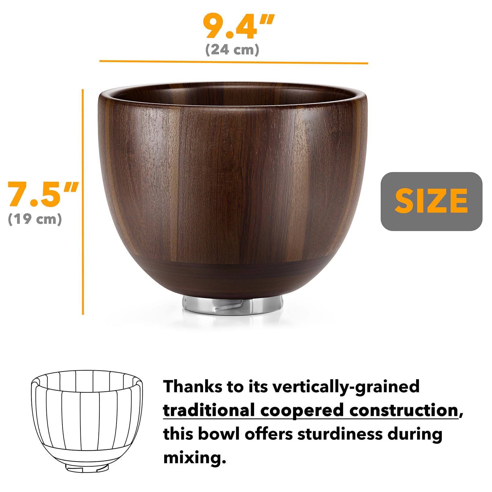 SpaceAid Wooden Bowl for Mixer - Kitchen Space Aid Acacia Wood Mixing Bowls Holder for Stand Mixer, Compatible with 4.5 & 5 QT Tilt-Head Models Kitchen, Natural Wood