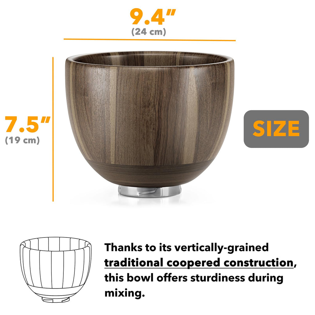 SpaceAid Wooden Bowl for Mixer - Kitchen Space Aid Acacia Wood Mixing Bowls Holder for Stand Mixer, Compatible with 4.5 & 5 QT Tilt-Head Models Kitchen, Natural Wood