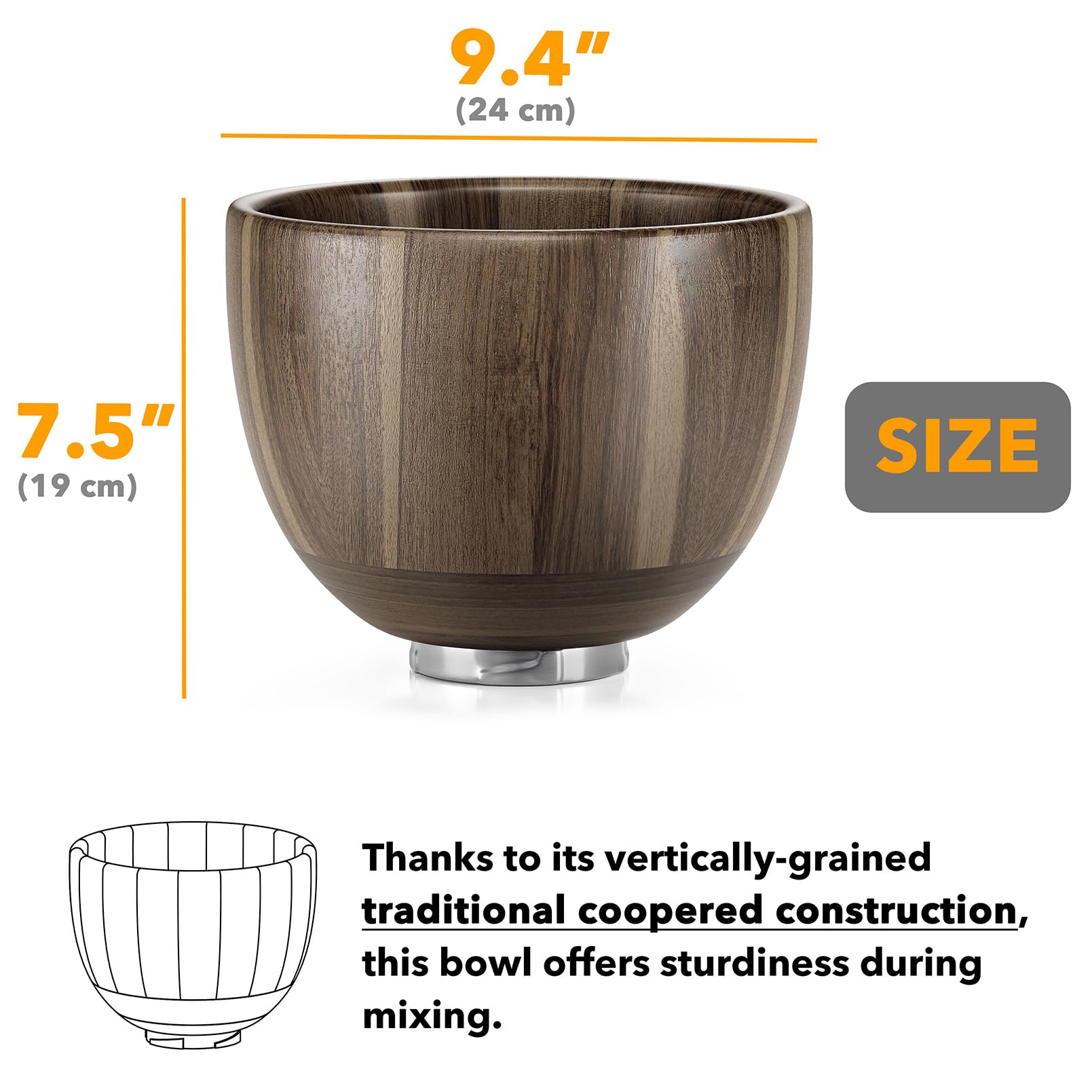 SpaceAid Wooden Bowl for Mixer - Kitchen Space Aid Acacia Wood Mixing Bowls Holder for Stand Mixer, Compatible with 4.5 & 5 QT Tilt-Head Models Kitchen, Natural Wood